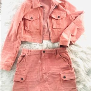 2pc corduroy skirt set